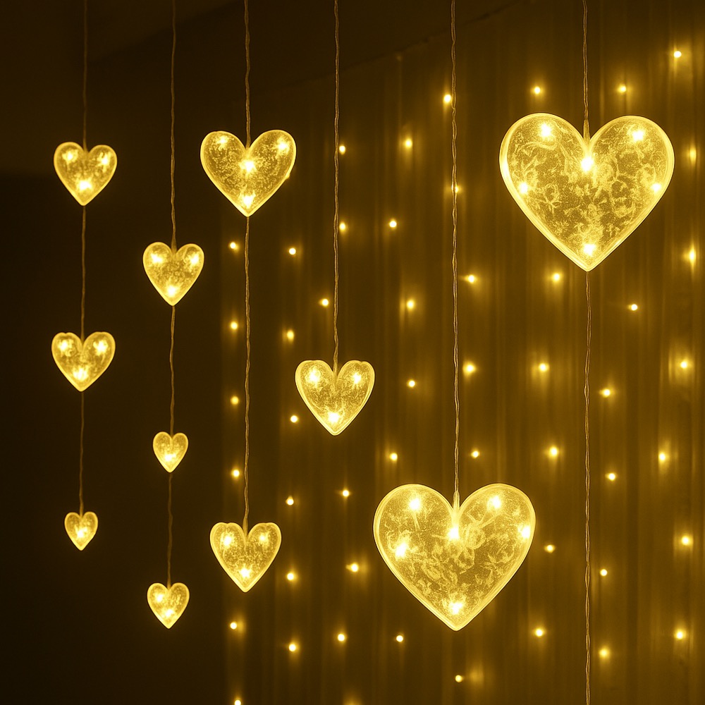 ریسه LED پرده مدل قلبی ۳ متری