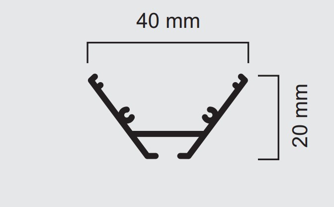 پروفیل نوری منحنی سایز 20×40